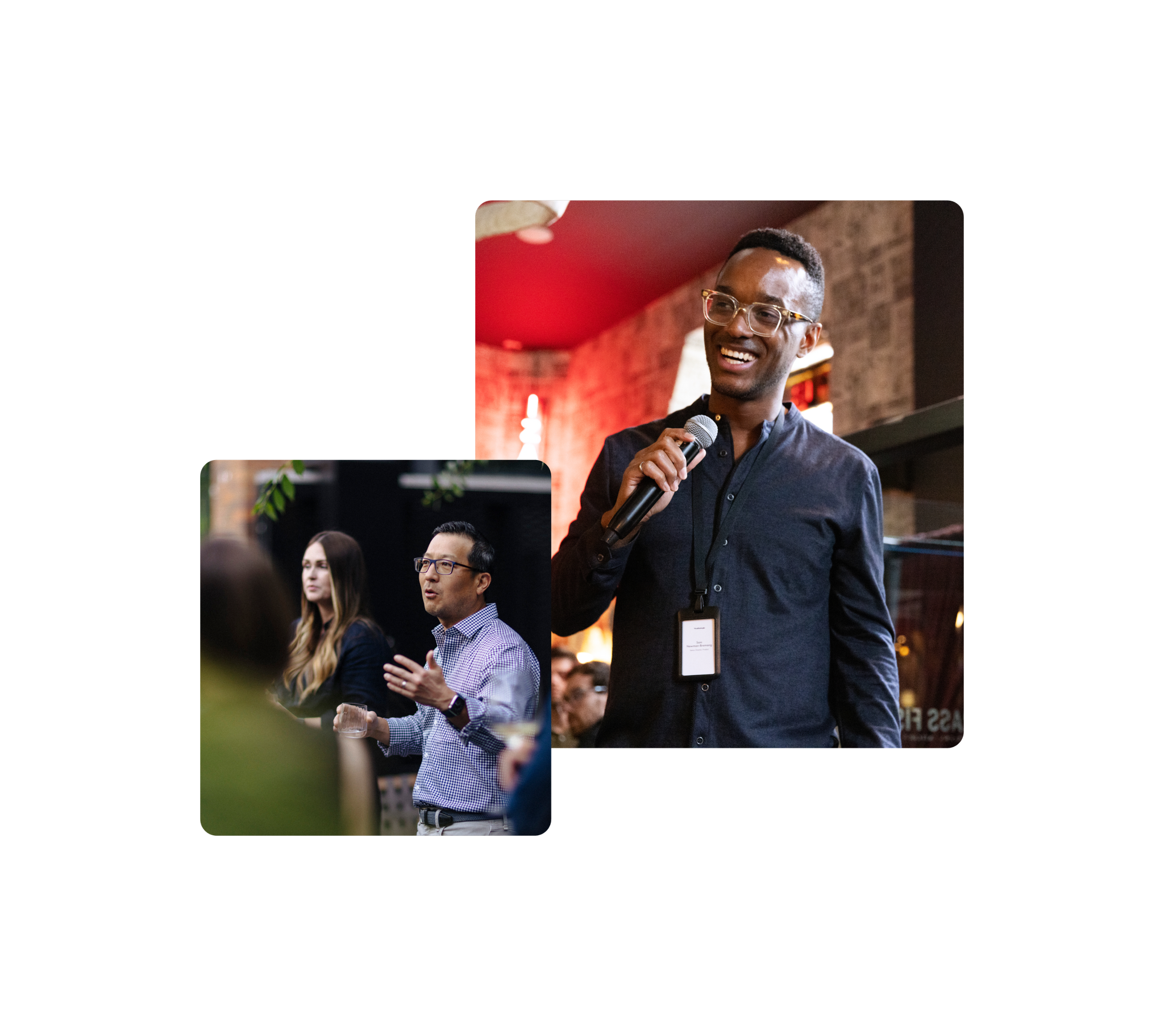 A collage of Wealthsimple employees speaking at events