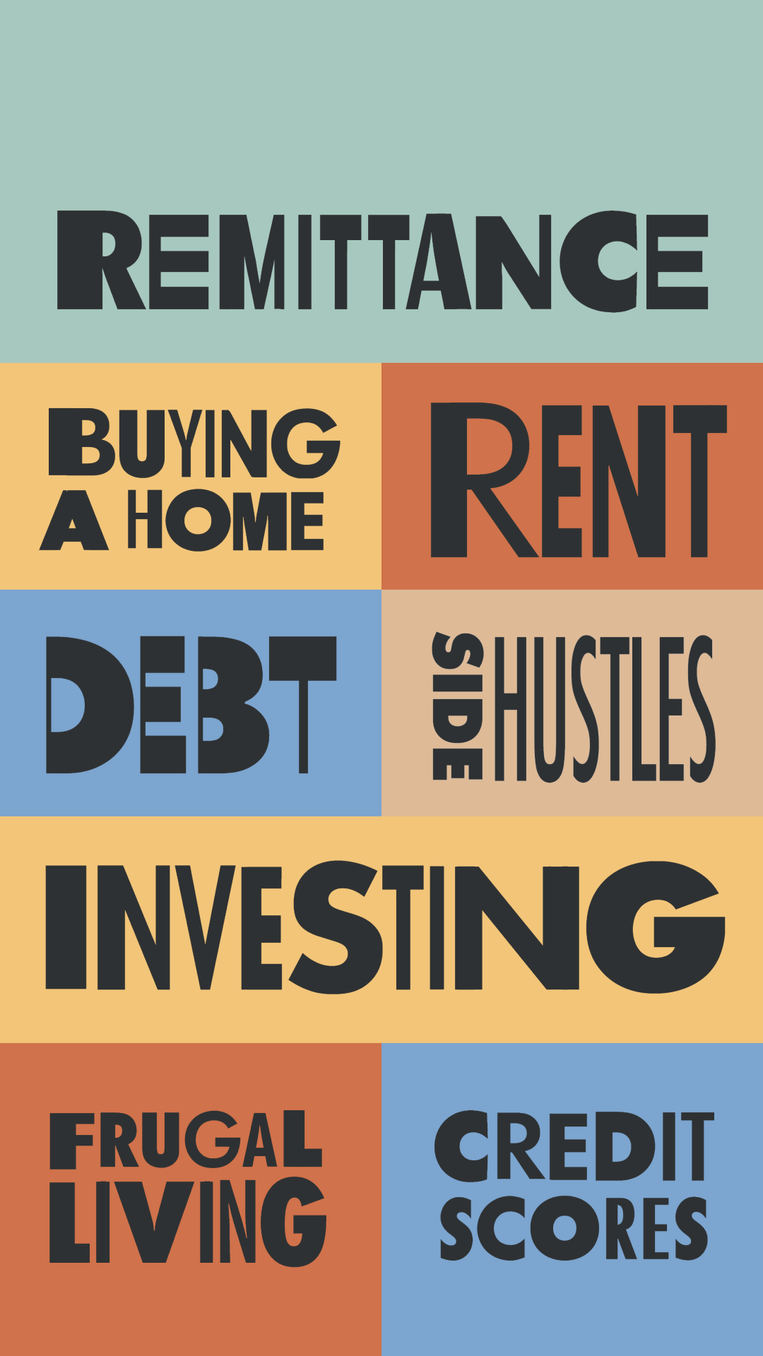Typographic image of personal finance terms