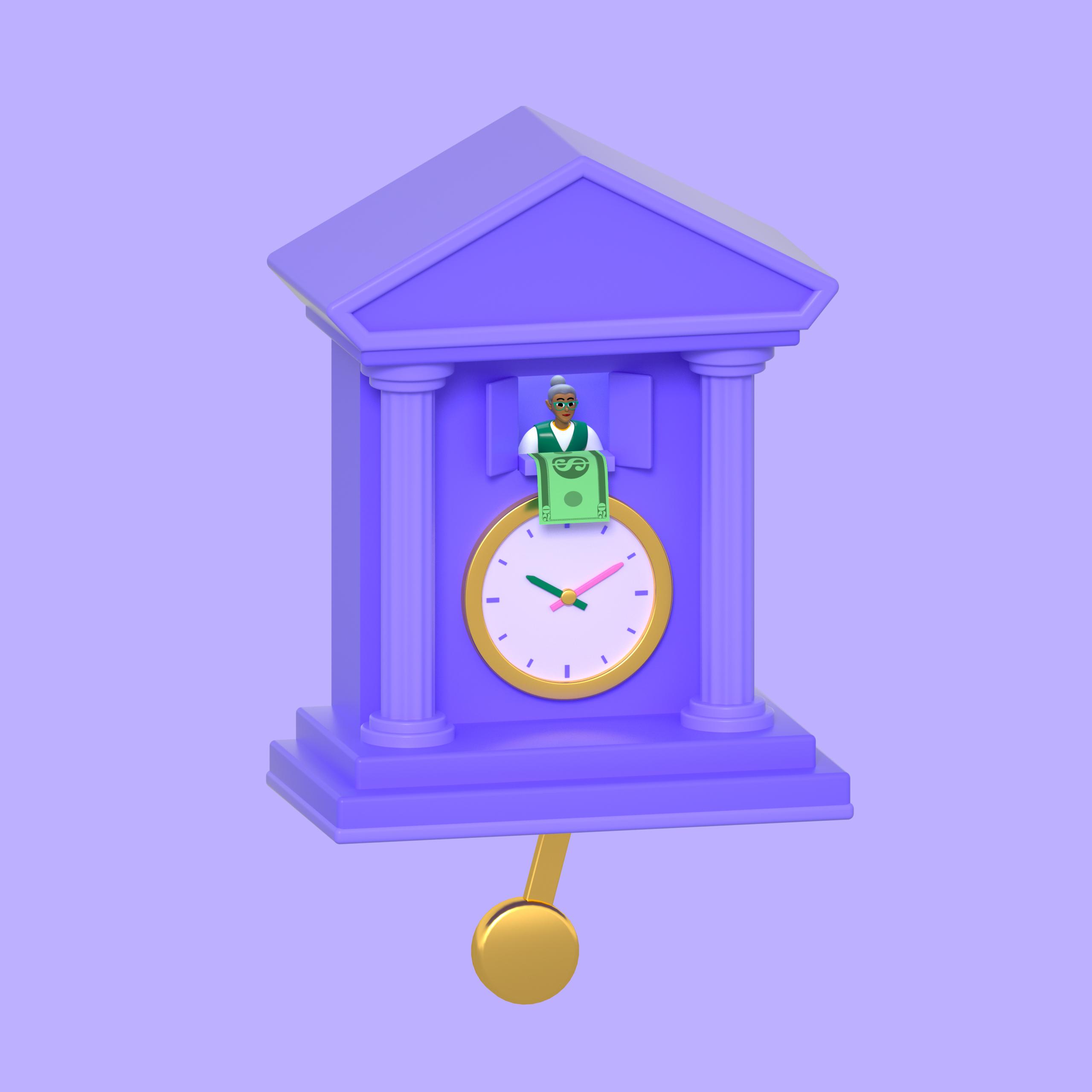 Cuckoo clock that opens to dispense a dollar bill