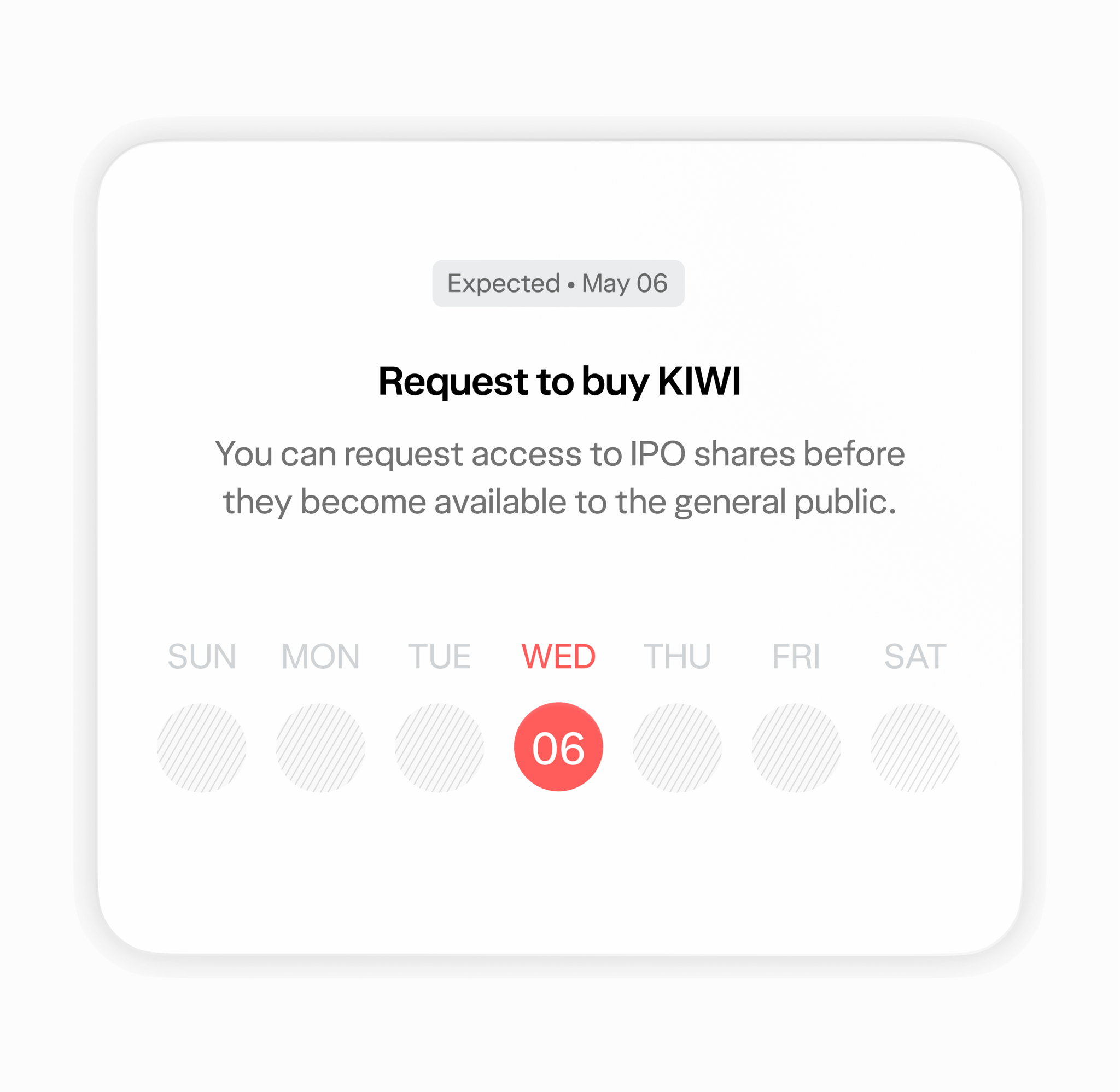 A view of the Request to buy screen on Wealthsimple's app, with a request to access shares of KIWI.