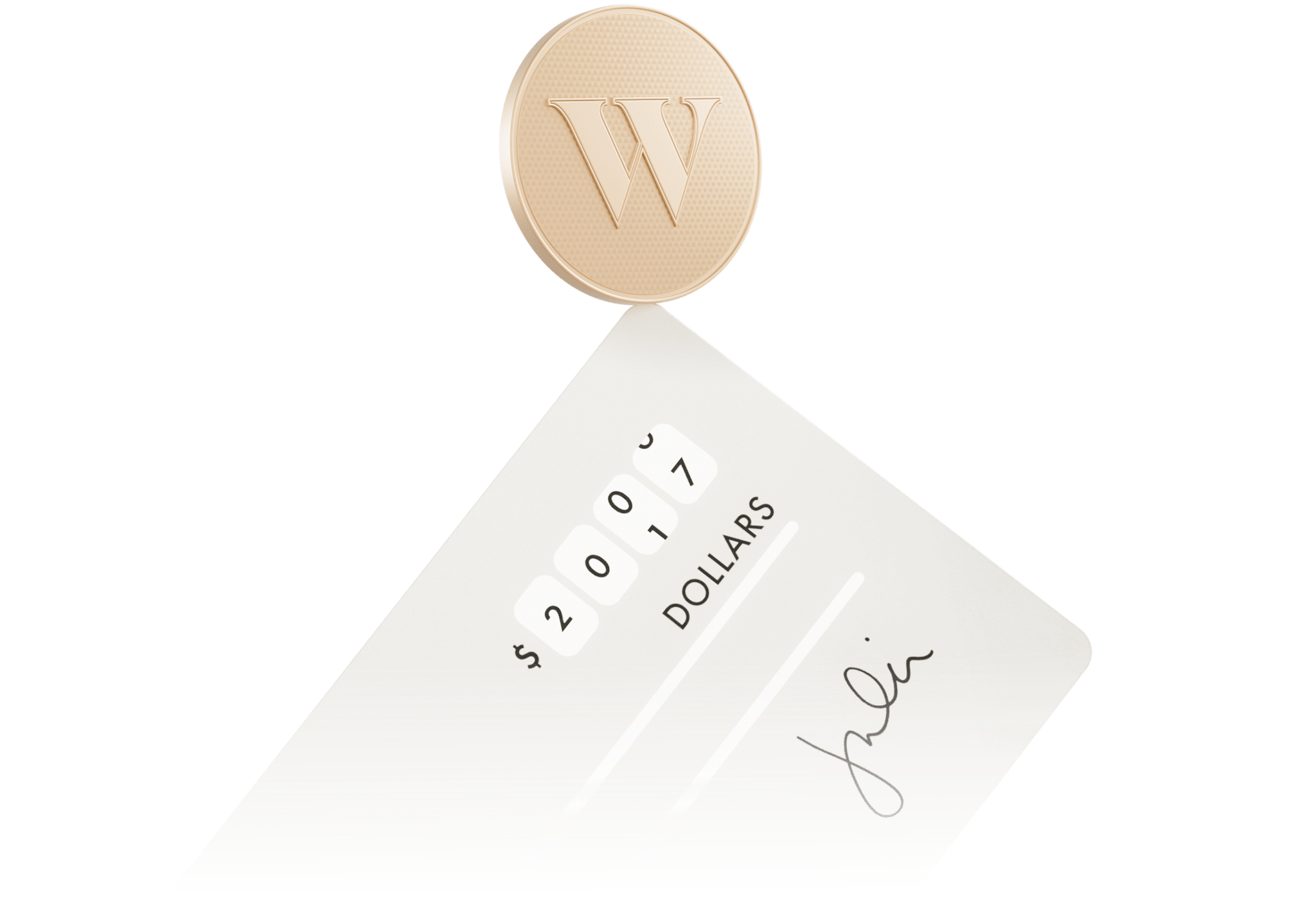 A Wealthsimple coin balanced on a cheque