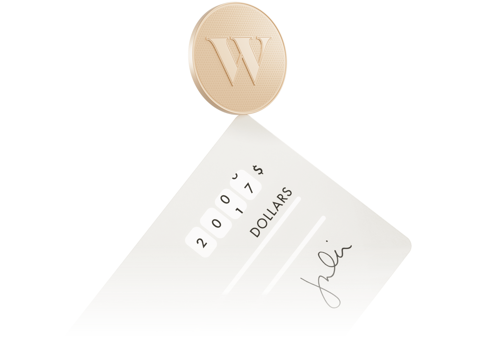 Une pièce de monnaie Wealthsimple en équilibre sur un chèque