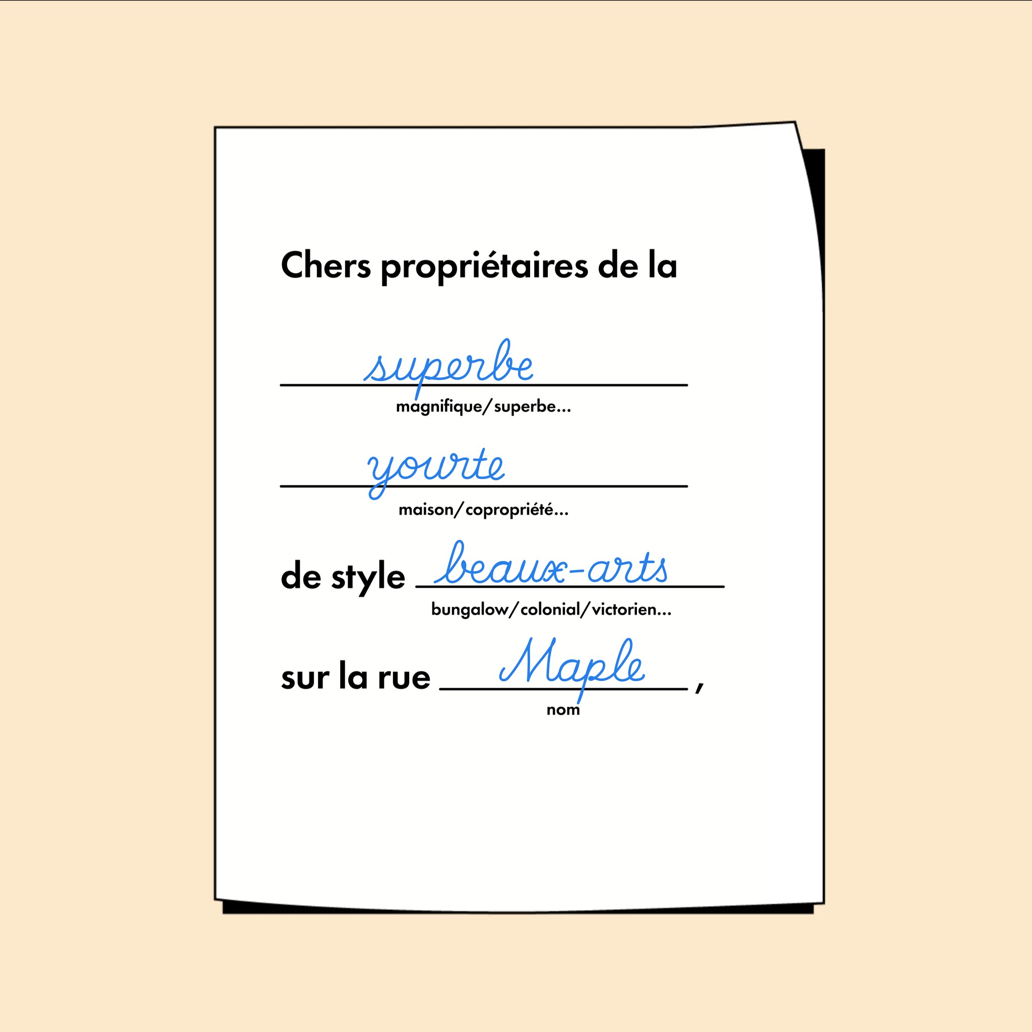 Un modèle de lettre pour une offre d'achat immobilier.