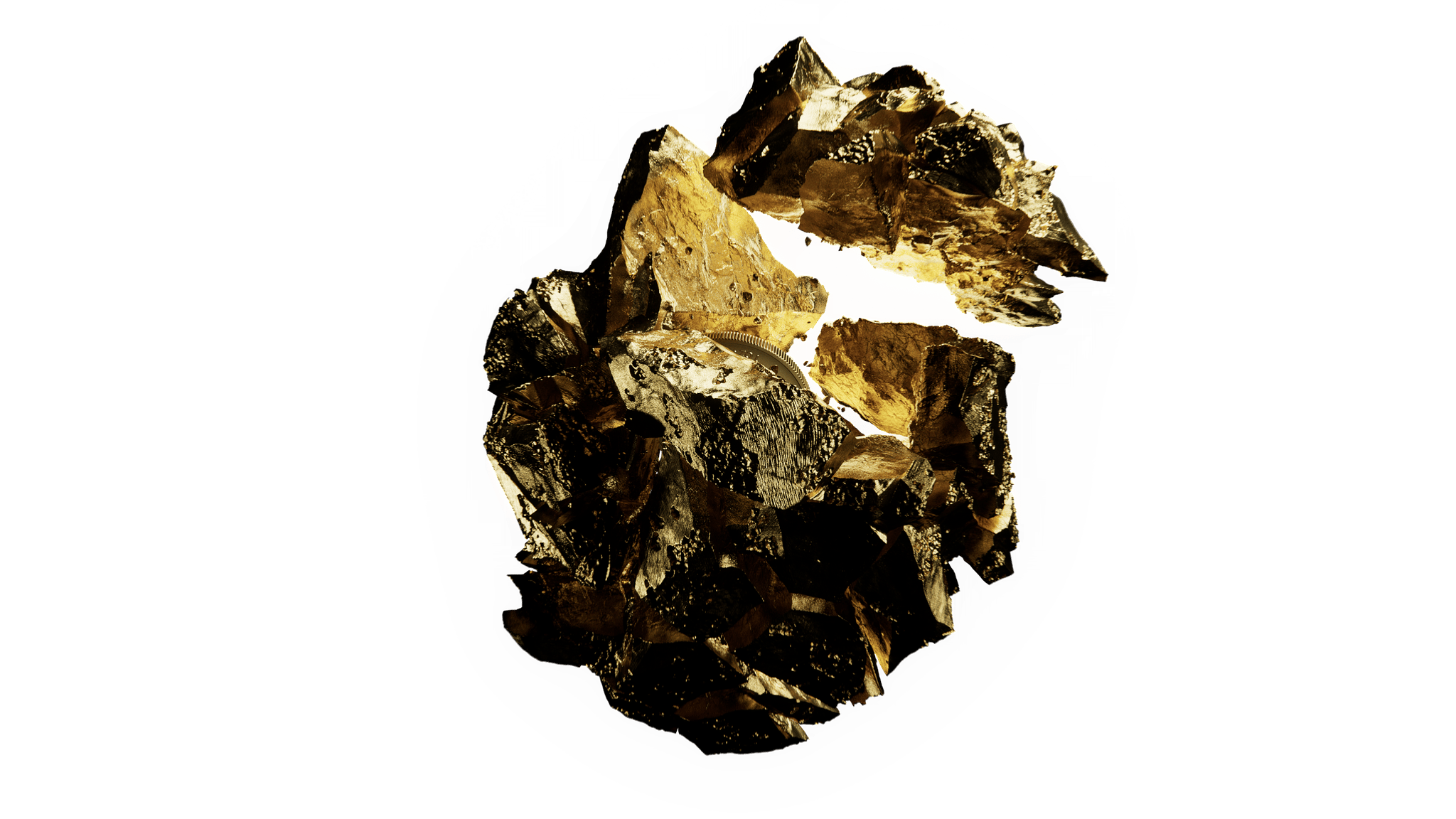 A nugget of gold explodes into a Wealthsimple gold coin