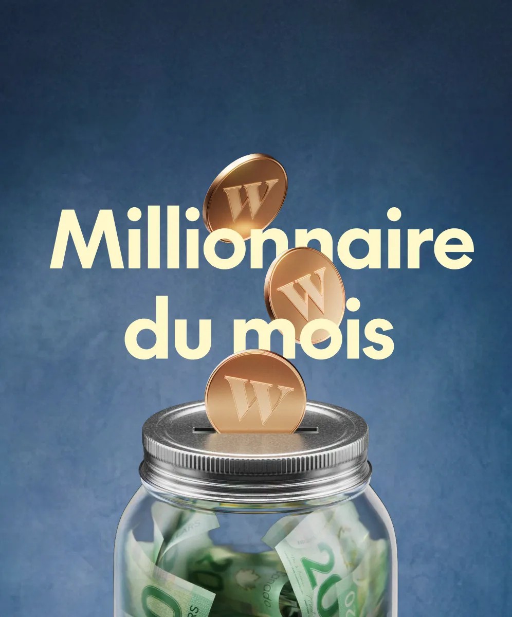 Photo de pièces Wealthsimple entrant dans un pot d’argent avec le titre « Millionnaire mensuel »