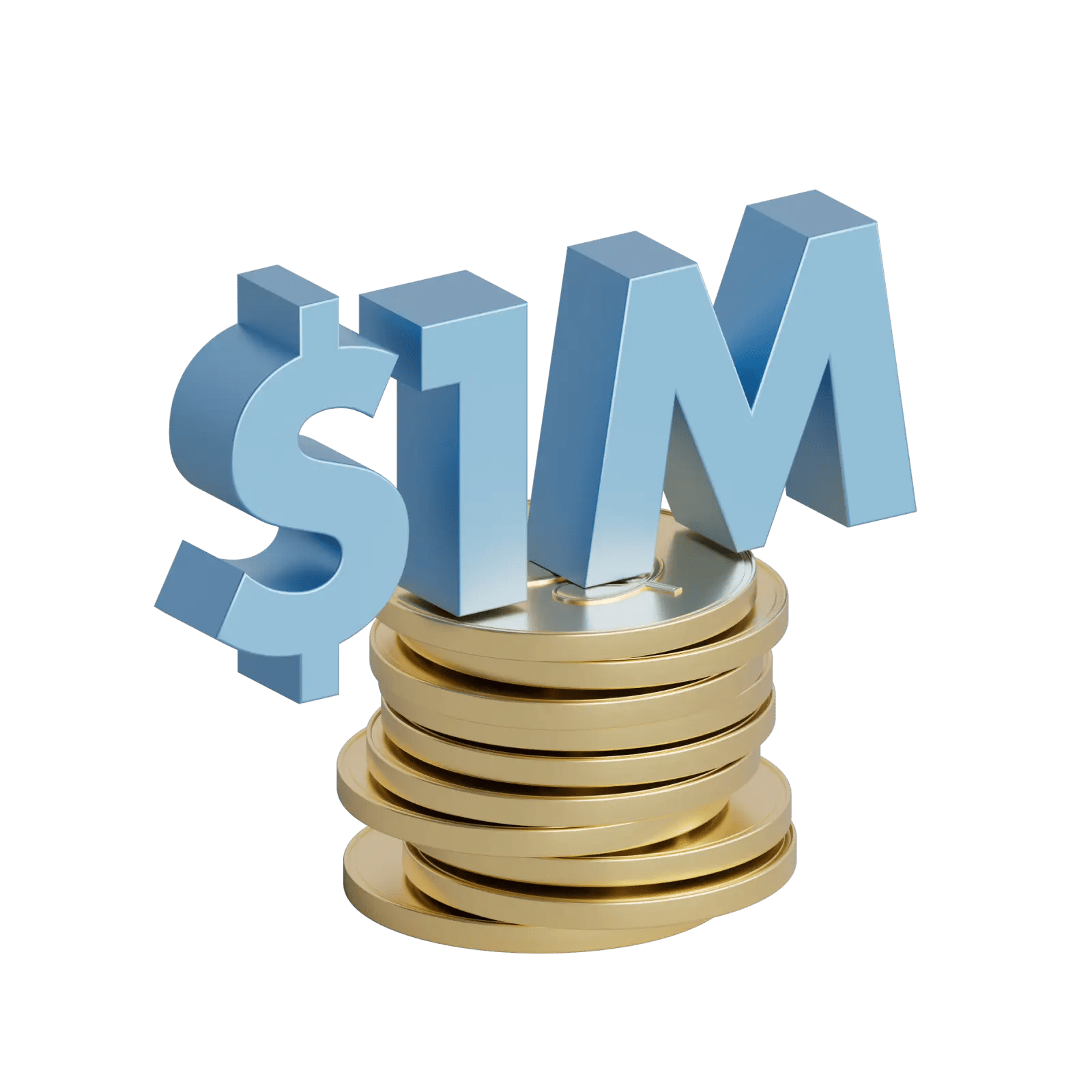Text for 1 million dollars on a stack of gold coins