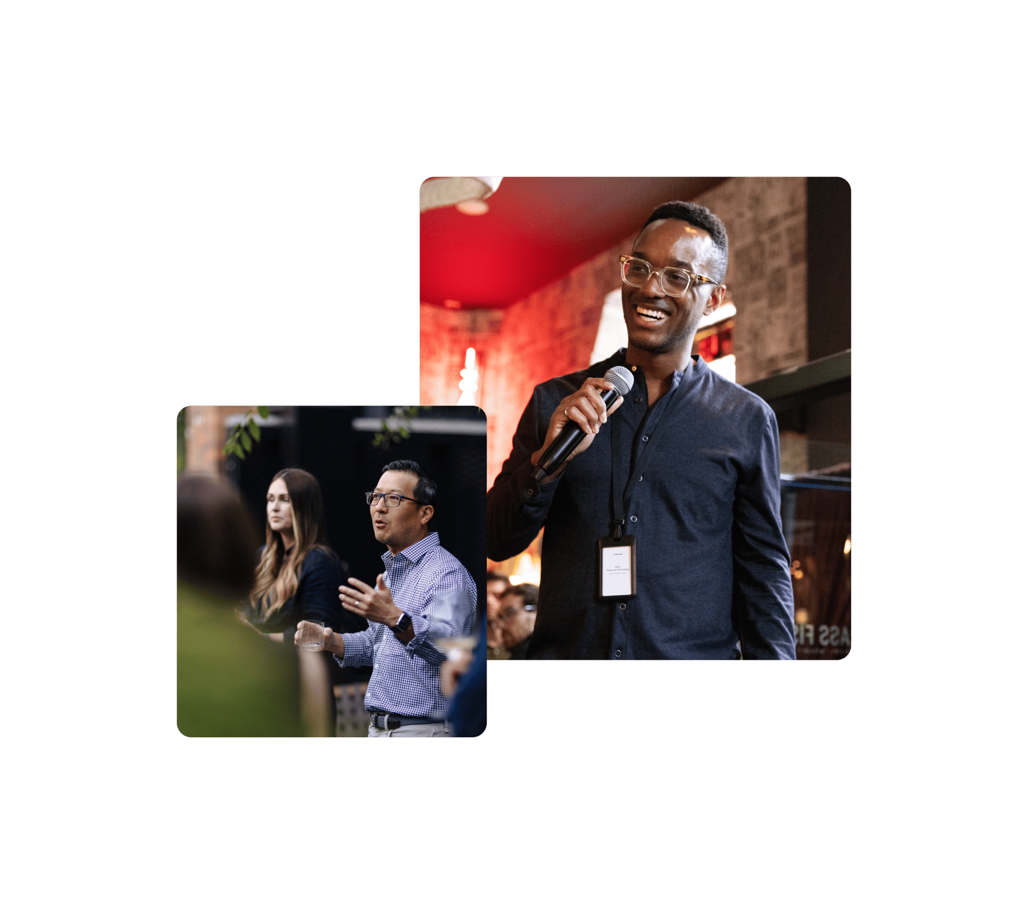 A collage of Wealthsimple employees speaking at events
