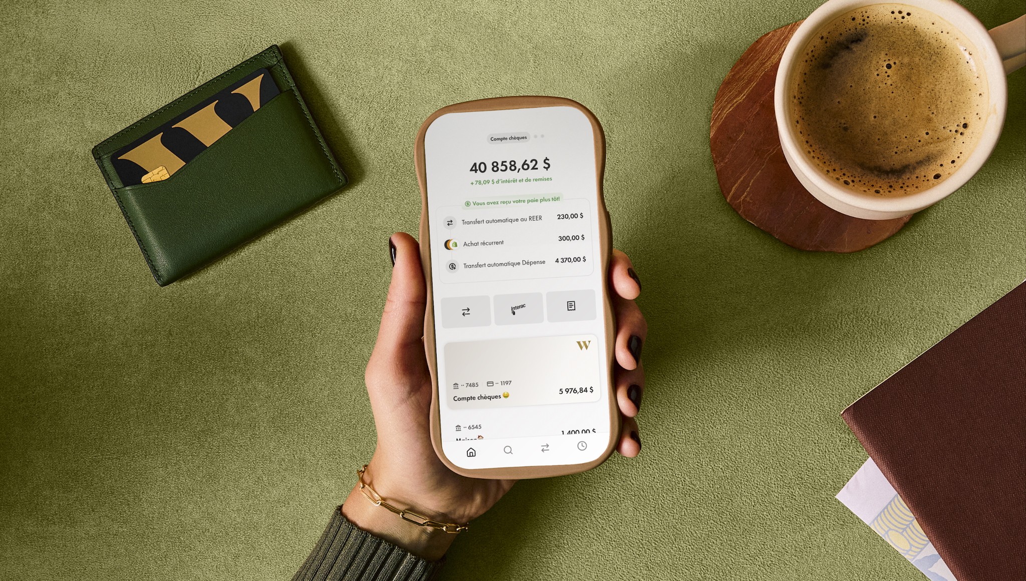 Aperçu de l'expérience du compte chèques dans l'application Wealthsimple.