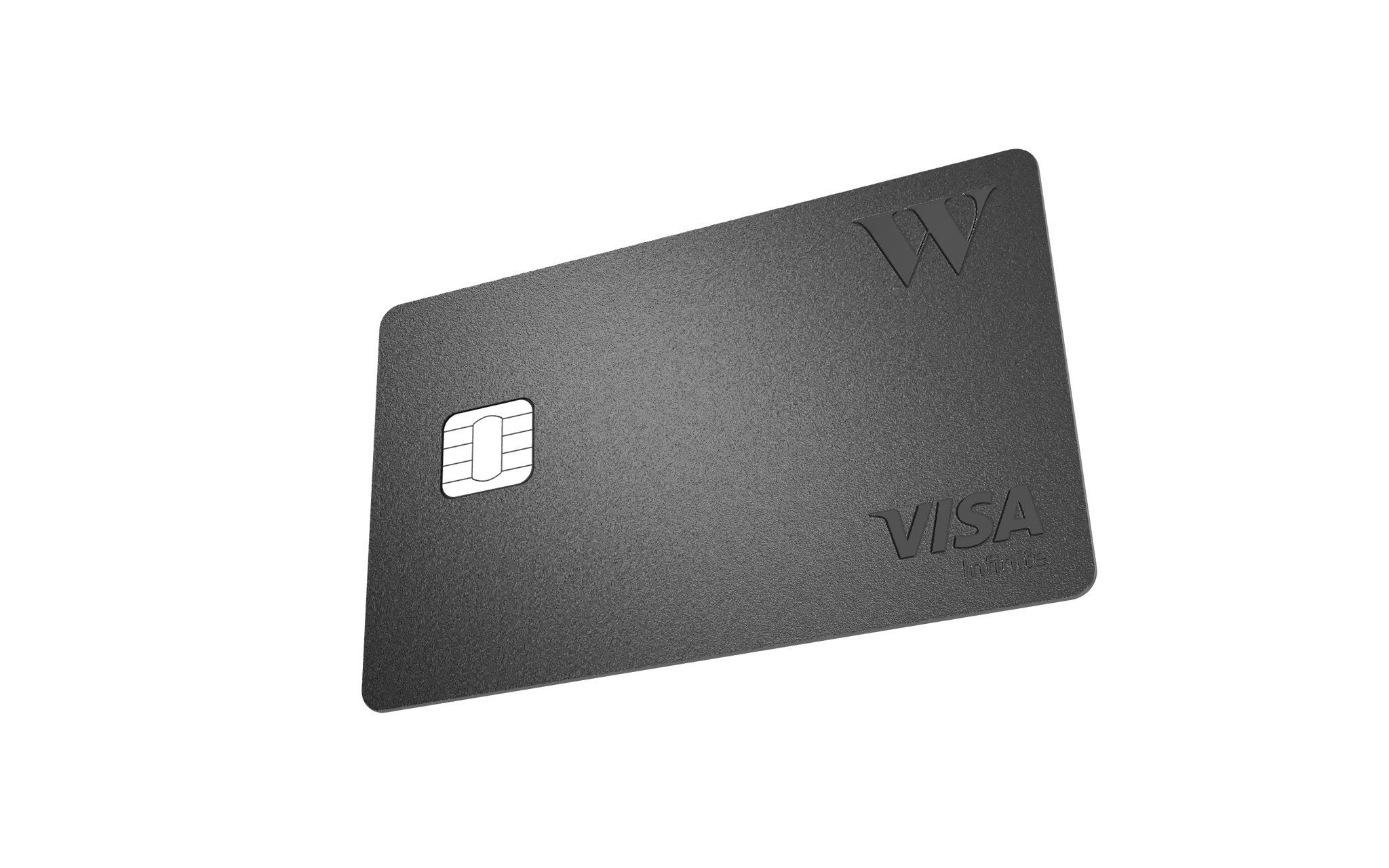 A close-up of the metal Wealthsimple credit card that moves and interacts with the light.