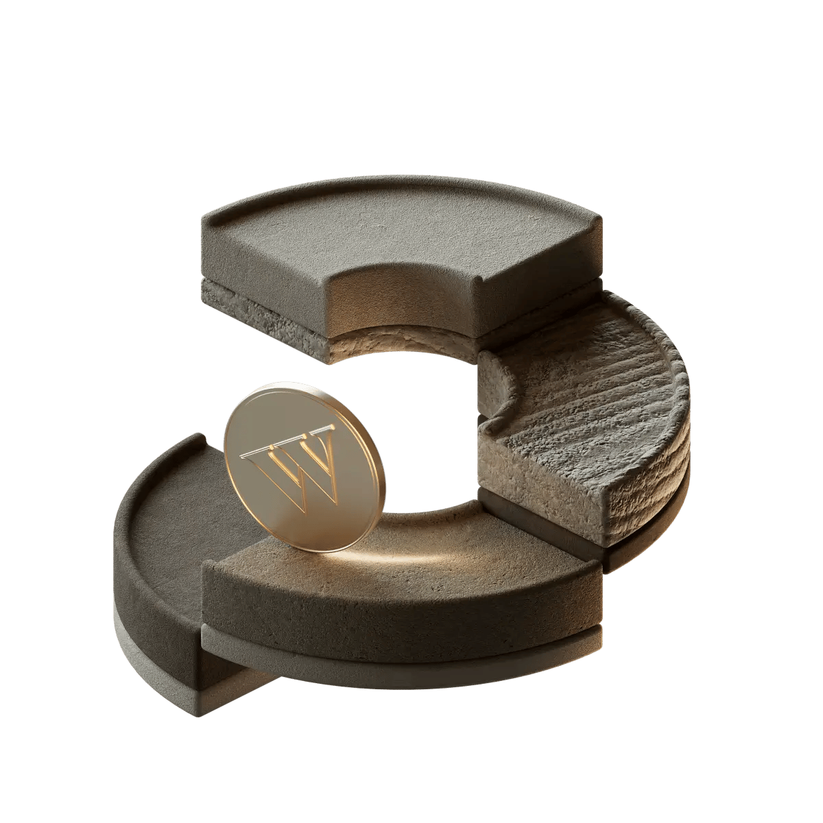 A Wealthsimple coin in motion on a platform