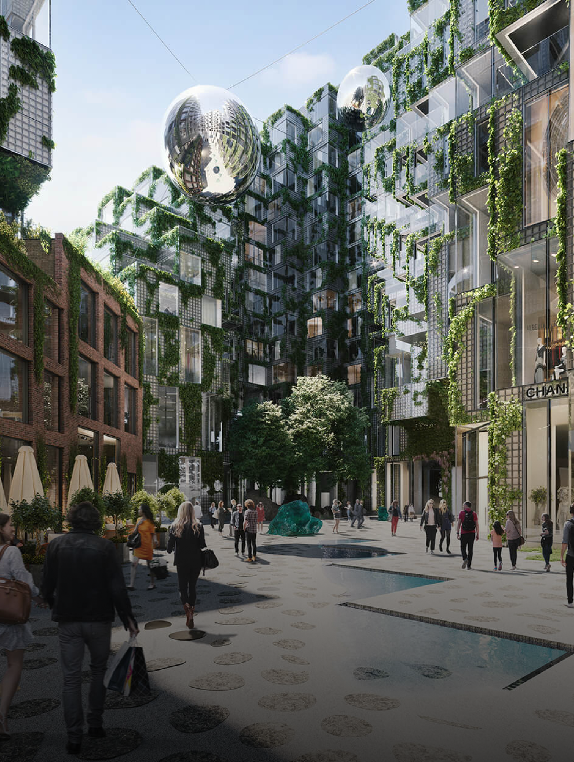 Une image générée des sections pédestres des condos King.