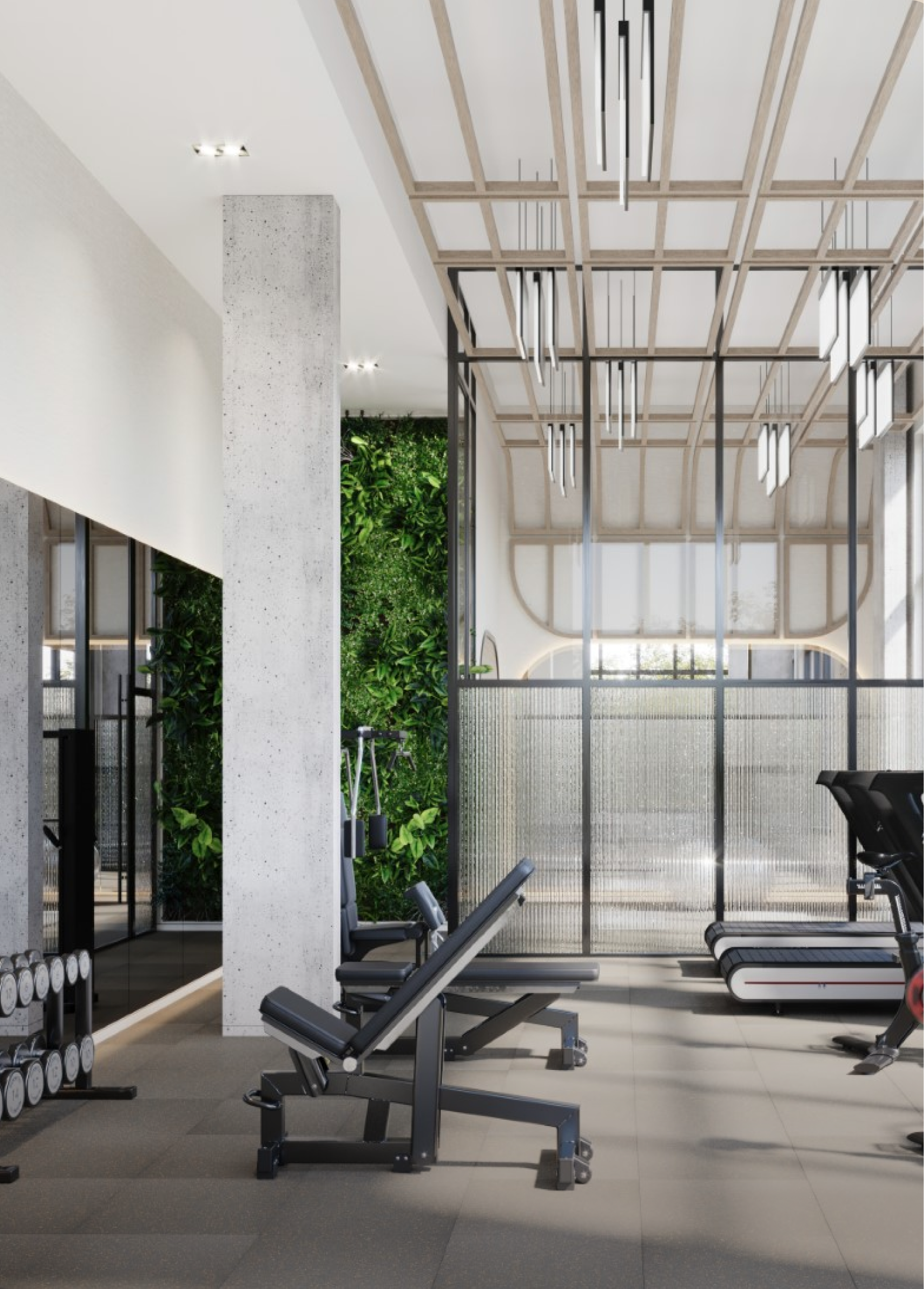 Une image générée du gym de The Georgian.