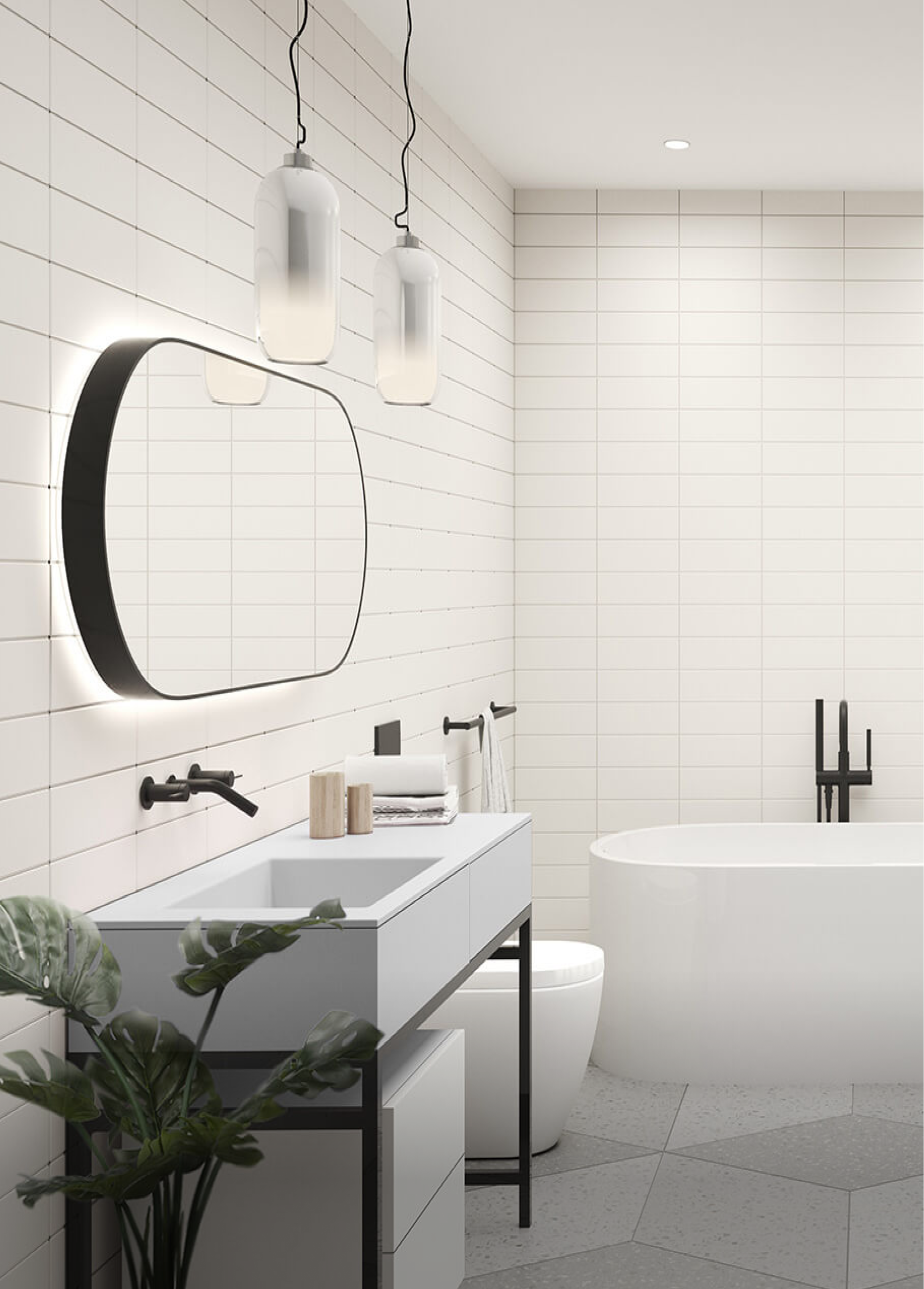 Une image générée de la salle de bain au King Condo.