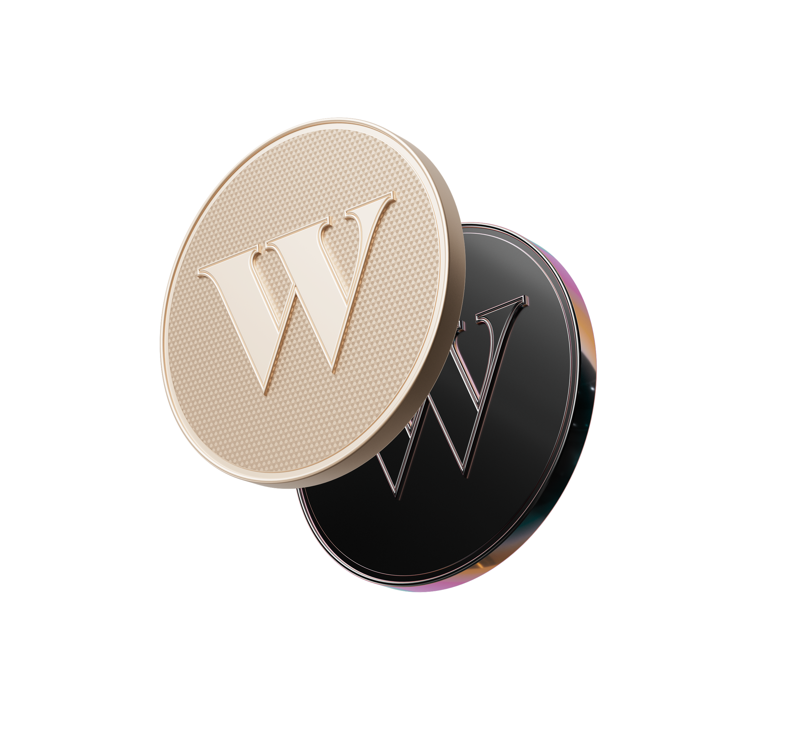Two coins overlapping