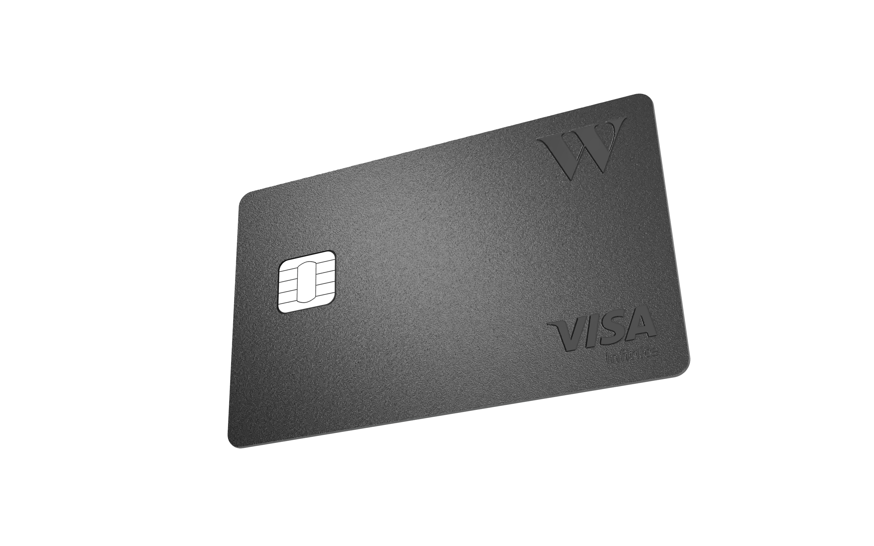 A close-up of the metal Wealthsimple credit card that moves and interacts with the light.
